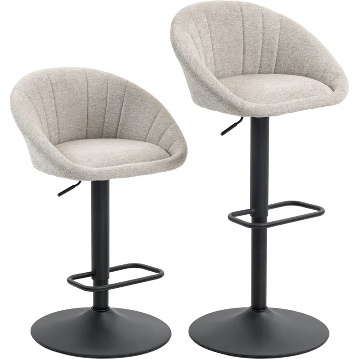 Barhocker 2er Set Drehbar Barstuhl mit Armlehnen und Rückenlehne für Küche--Beige--53.5x46x103cm--YOUDENOVA – Bild 1
