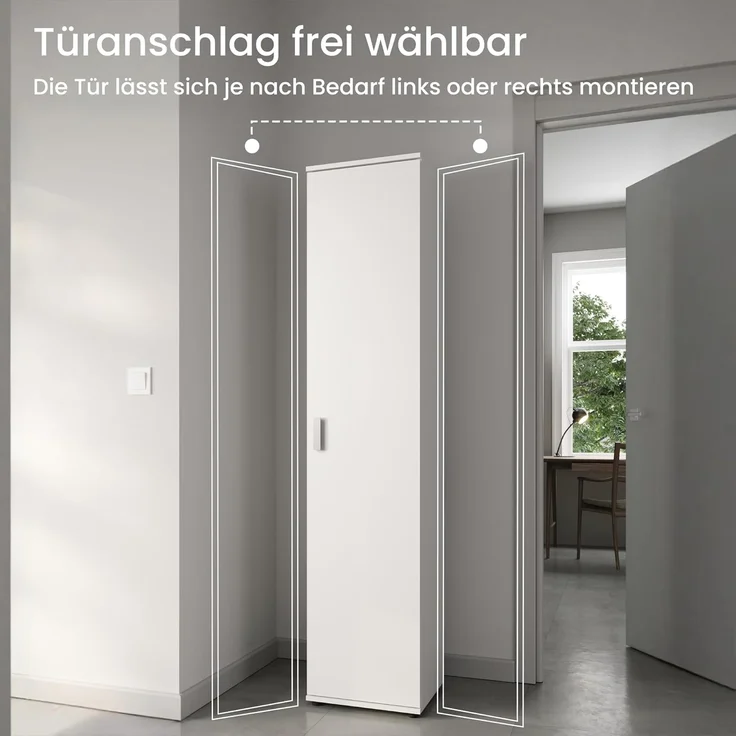 Home Collective Mehrzweckschrank Schmaler 40 cm breit mit 1 Tür & 4 Einlegeböden (Universalschrank Haushaltsschrank für Haushalt, Flur, Büro oder Schlafzimmer) 40x35x184 cm (BxTxH), Weiß – Bild 5