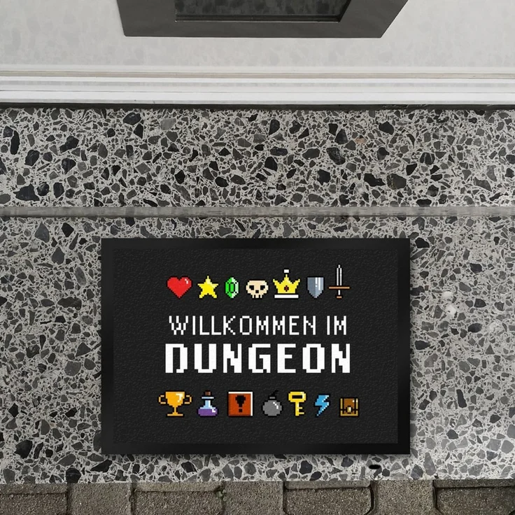 speecheese Fußmatte Willkommen im Dungeon Fußmatte in 35x50 cm für Gamer mit bunten Pixel – Bild 2