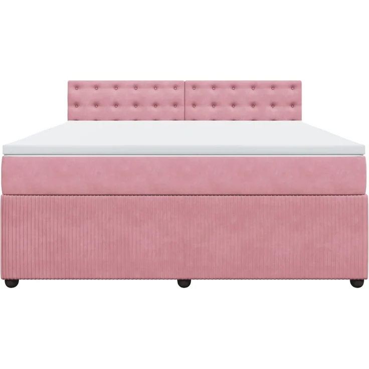 vidaXL Boxspringbett mit Matratze Rosa 180x200 cm Samt 3290123 – Bild 6