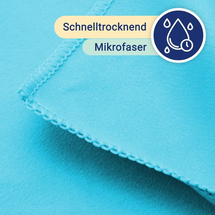 ZOLLNER Sporthandtuch Mikrofaser, 90x180 cm, türkis, mit praktischer Transporttasche – Bild 5