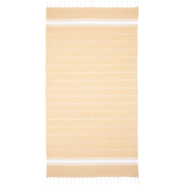 Pareo Futa Strandtuch 90x170 cm – Hamamtuch mit Fransen Beige