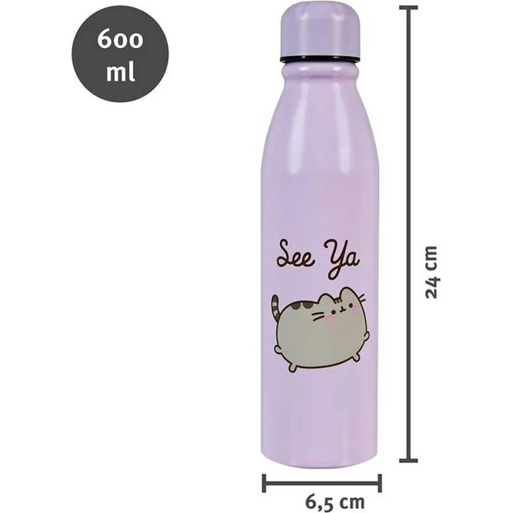 Pusheen Trinkflasche 600 ml Wasserflasche Aluminium Mehrfarbig Schule Freizeit – Bild 2