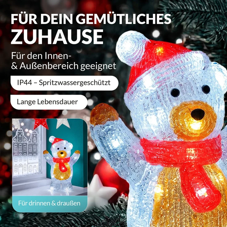 Deuba LED Acryl Figur Außen Teddy sitzend beleuchtet Weihnachtsdeko Weihnachten Weihnachtsfigur – Bild 11