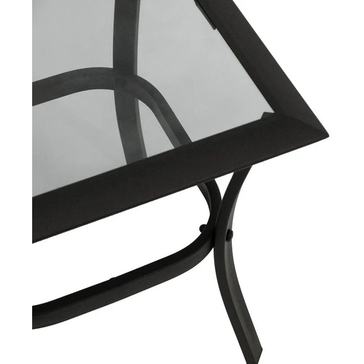 DEGAMO Beistelltisch ZAGREB, 46x46cm, Stahl schwarz + Glas, Indoor + Outdoor – Bild 2