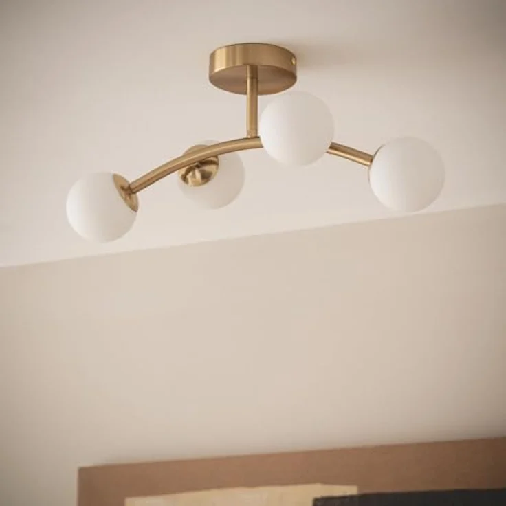 LEDKIA LIGHTING Deckenleuchte Moonlight Brass Ovo, 4-Strahler aus Metall und Glas für Küche, Esszimmer, Schlafzimmer, gold – Bild 4