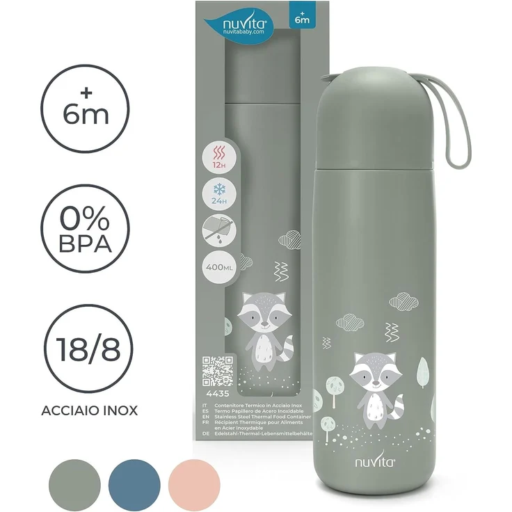 Nuvita 4435 | Thermoskanne für heiße und kalte Speisen | Thermobehälter für warme Lebensmittel | Babynahrungsbehälter | Thermosflasche | Thermosflasche | Thermos | Heiße Speisen | Powder Blue – Bild 5