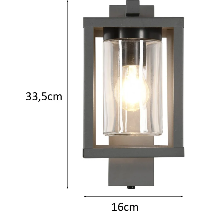 Außenwandleuchte LUNGA in Laternenoptik, Höhe 33cm, Anthrazit – Bild 4
