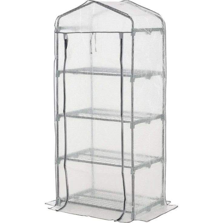 MELAYR, Balkon-Gewächshaus, 4-stufiges Gewächshausregal, Epoxidbeschichteter Stahl, Abnehmbare, 70 x 49 x 8 cm, Weiß – Bild 2