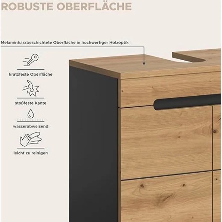 Xonox Canu Badkombination (B/H/T: 63x193x34 cm) in Basalt grau Nachbildung und Artisan Nachbildung – Bild 11