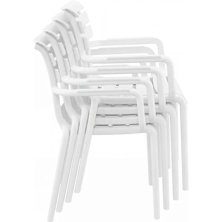 CLP 6er Set Gartenstühle Paris wetterfeste Kunststoffstühle stapelbar bis 160 kg,weiß – Bild 4