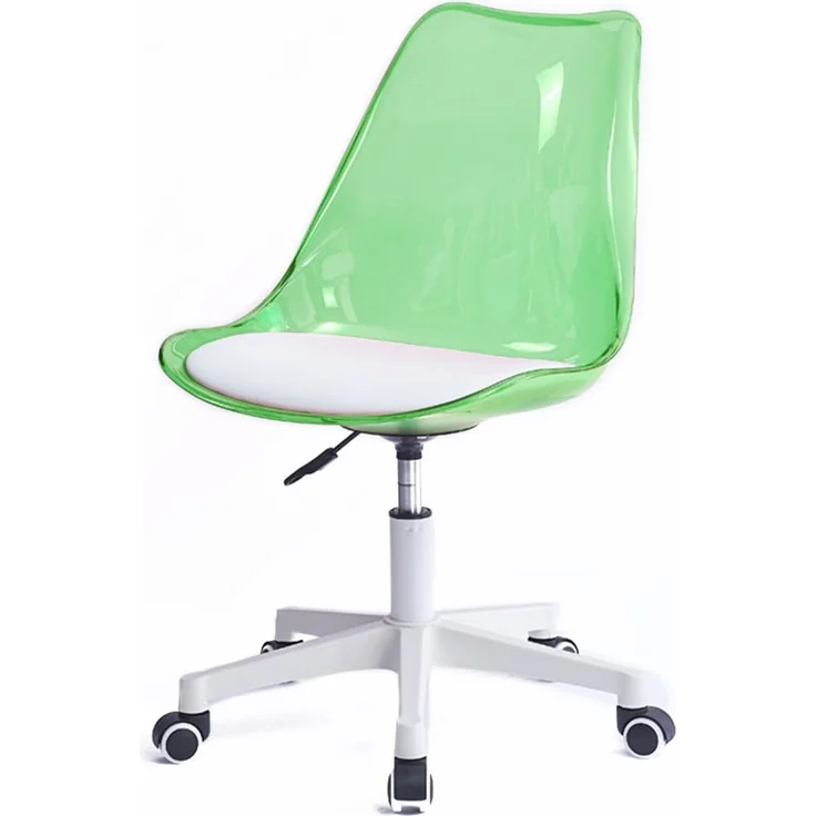 Shally Dogan Schreibtischstuhl mit 5 drehbaren Rollen, transparente Rückenlehne aus Polypropylen, ergonomischer Sessel mit gepolsterter Sitzfläche mit hoher Dichte, ideal für Schlafzimmer, Büro