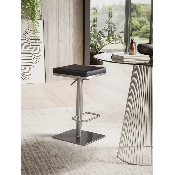 Barhocker Schwarz Kunstleder Edelstahl Barstuhl Modern, Design Tresenstuhl Dr... – Bild 3