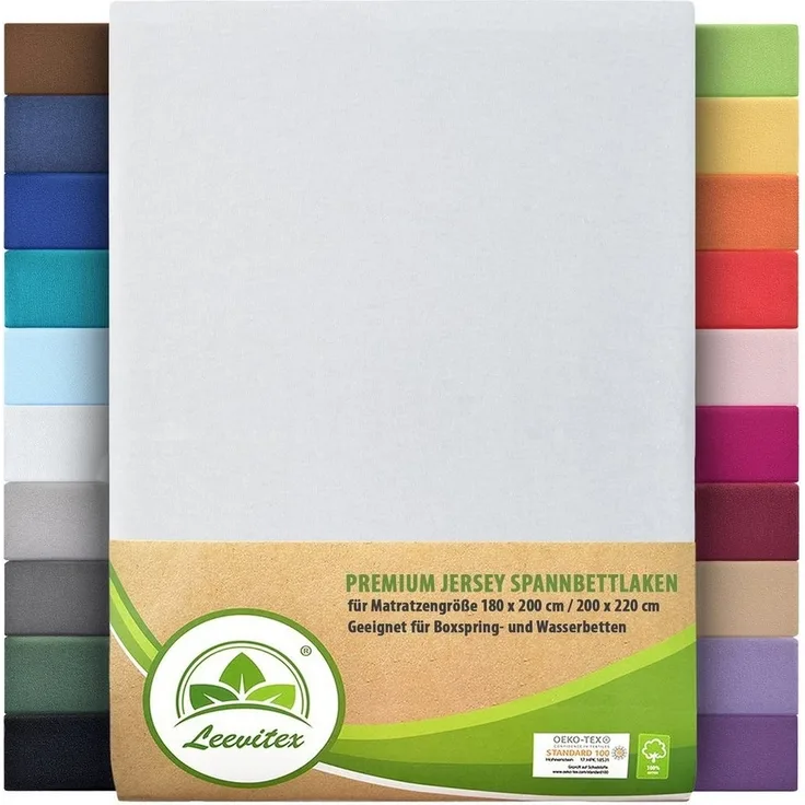 leevitex® Spannbettlaken Premium 195, Gummizug: Rundum, blickdicht, Anti-Pilling, 97% Baumwolle, 3% Elasthan, 40 cm Steg