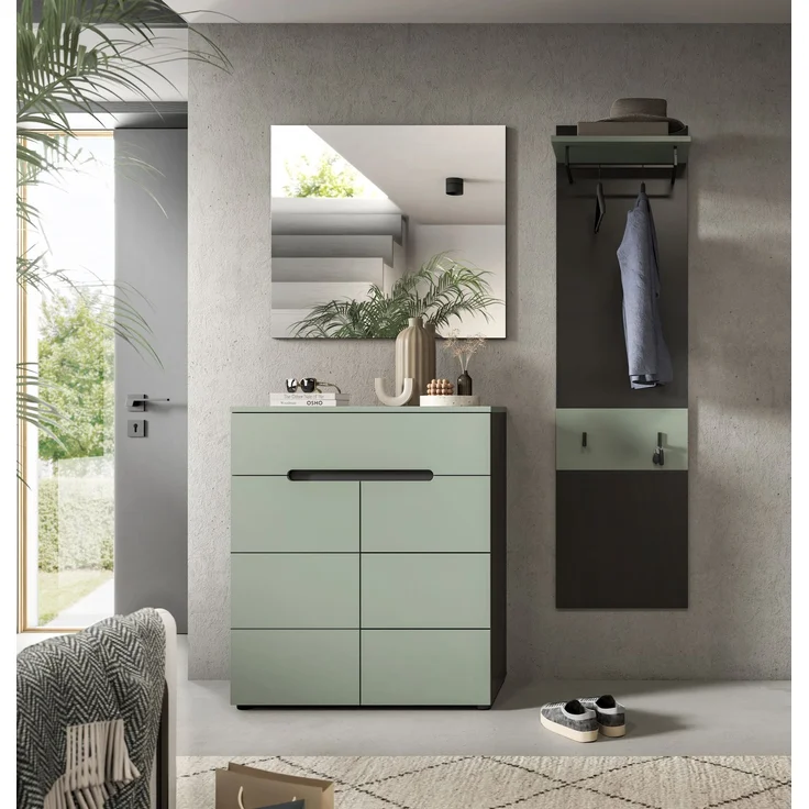 Garderobenkombination (B/H/T: 140x190x37 cm) in Smoke Green Nachbildung – Bild 6