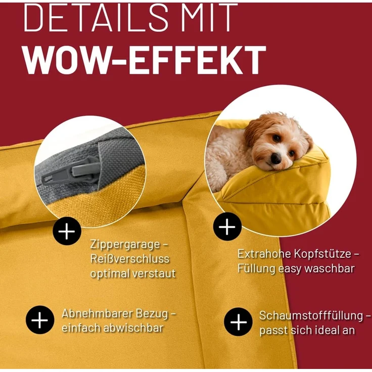 Lumaland Hundebett In-& Outdoor S 70x60x18cm senfgelb vakuumiert – Bild 4