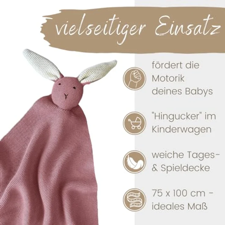 Babydecke DIKOS® Babydecke SCHMUSE-HASE Baby Geschenk Mädchen Junge Geschenkset, DIKOS, Geschenk zur Geburt, PREMIUM Qualität, 100 % BIO Baumwolle, nachhaltig – Bild 6