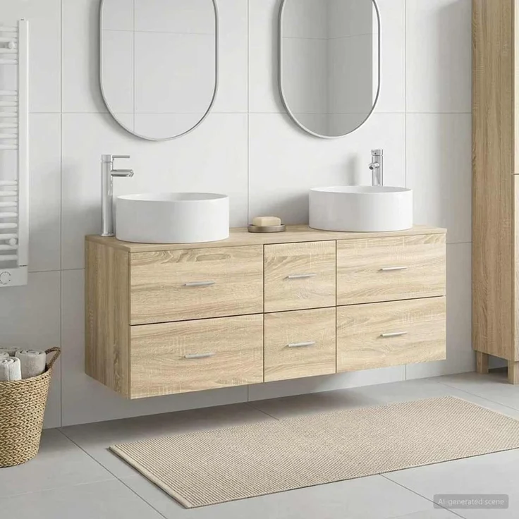 vidaXL Badezimmerschrank-Set 3 stk. Sonoma-Eiche 129 x 44,5 x 80 cm 3405957 – Bild 1