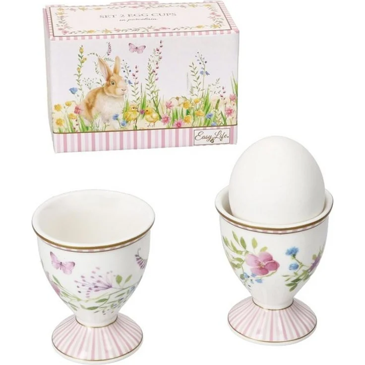 MamboCat Eierbecher 2x Happy Easter Eierbecher Porzellan für 2 Personen Ostern Hase – Bild 4