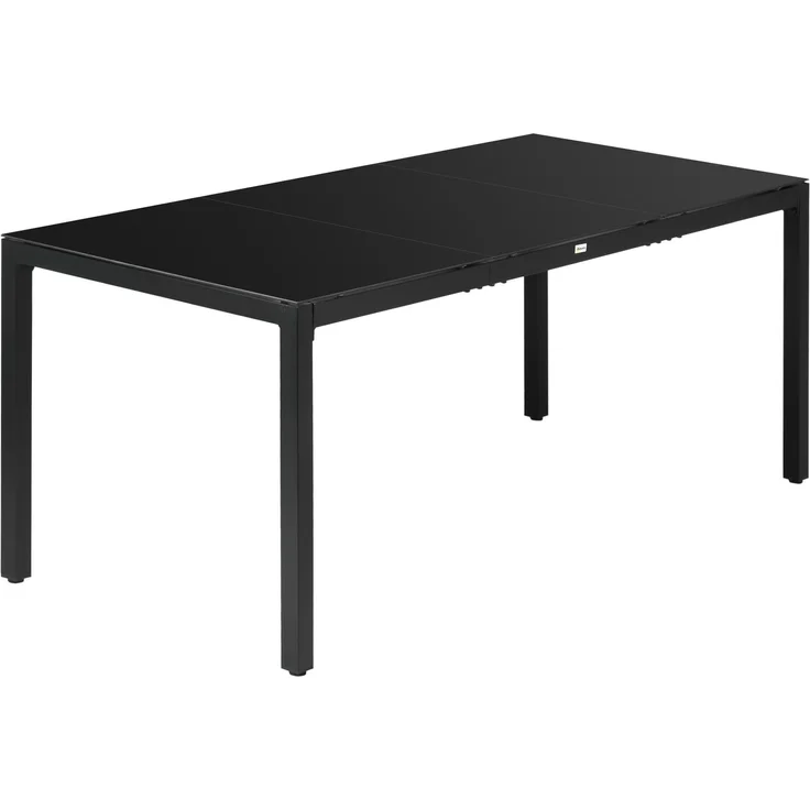 Rechteckiger Gartentisch für 8 Personen mit Tischplatte aus gehärtetem Glas und schwarzem Aluminiumrahmen – Bild 2