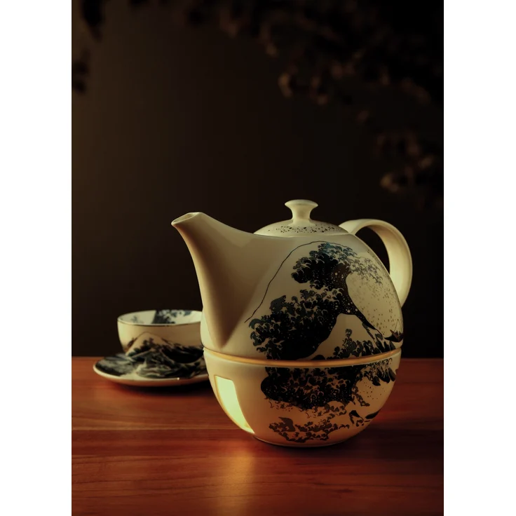 Goebel / Hokusai- Die Große Welle,Teekanne mit Stövchen,24,5cm x 16,0cm x 19,0cm / Fine Bone China / 24,5cm x 16,0cm x 19,0cm – Bild 2