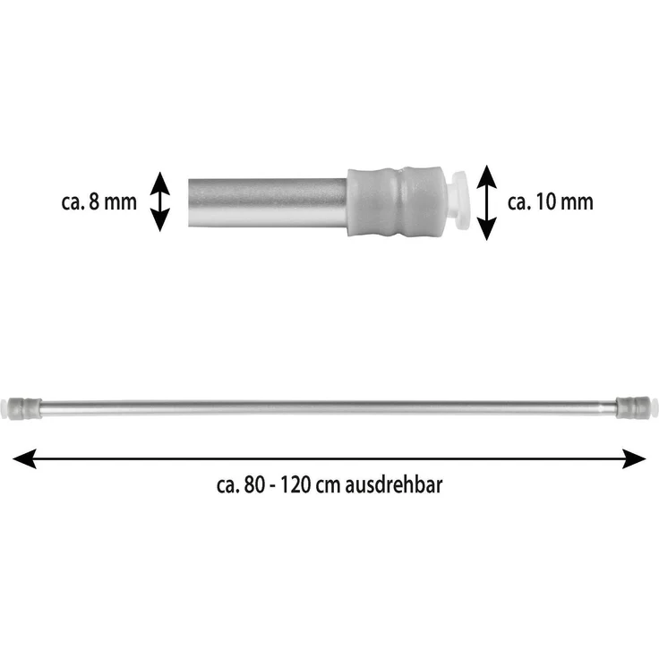 Bestlivings Gardinenstange zum Klemmen ohne Bohren, Klemmstange 80-120 cm, Silber, Ø 10 mm, für Scheiben- & Bistrogardinen, Teleskopstange mit Schraubtechnik – Bild 3