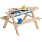 Bellabino 'Inny' Sitzgarnitur für Kinder, Kiefer massiv, natur unbehandelt, 50x89x80 cm, Kindersitzgarnitur für 4 Personen, Matschtisch mit 2 Wannen, ab 2 Jahren