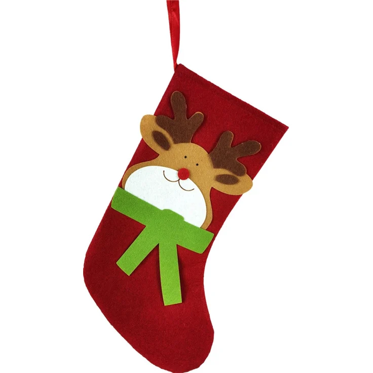 TrendLine Deko Weihnachtsanhänger Filz Socke Rentier 22 x 1 x 37 cm rot