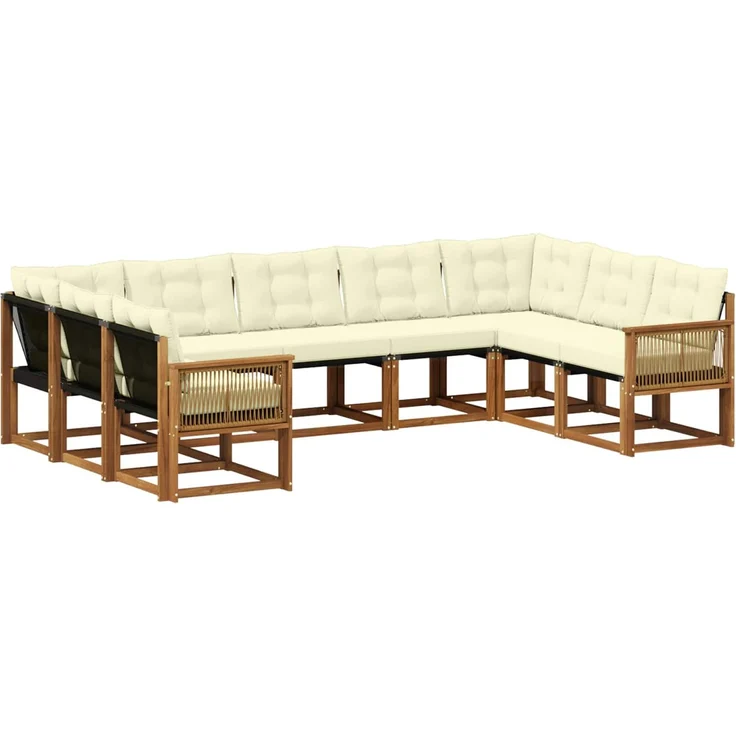 vidaXL Outdoor-Sofagarnitur 9 stk. 9-Sitzer Natur und Creme 3382210 – Bild 2