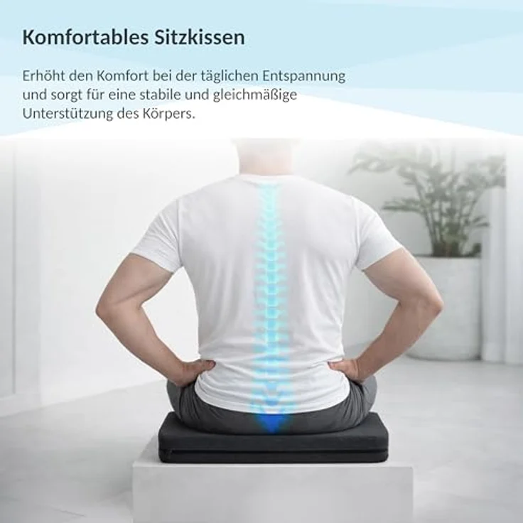 POKAR Keilkissen Stuhl Sitzkeil Ergonomisches Sitzkeilkissen Bürostuhl Kissen Orthopädisch Keilkissen Autositz Schaumstoff, Grau, 38 x 38 x 8/2 cm – Bild 6