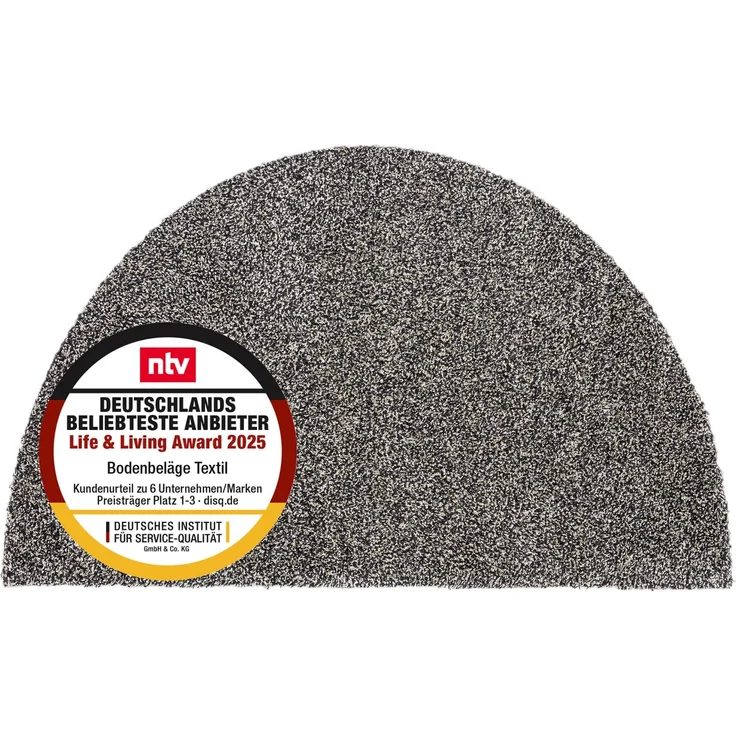 Astra Schmutzfangmatte innen waschbar 50x80 cm halbrund – Sauberlauf anthrazit 100% Baumwolle Türmatte - Entra SAUGSTARK - rutschfeste Fußmatte pflegeleicht