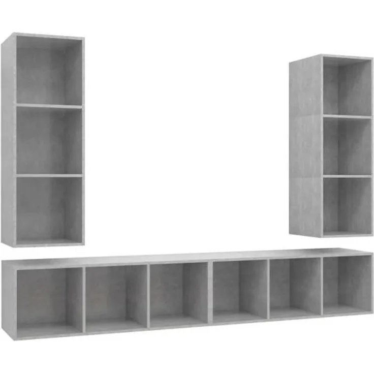 vidaXL TV-Wandschränke 4 Stk. Betongrau Spanplatte [3079884]