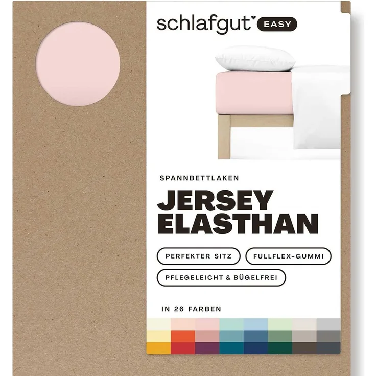 Schlafgut 'Easy' Spannbettlaken, MADE IN GREEN by OEKO-TEX®, Gummizug: rundum, Jersey Elasthan, Purple Light, L 140x200 cm - 160x220 cm