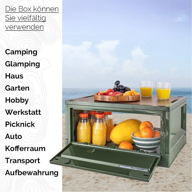 Trucky Faltbox Storage Box 35 L Camping Klappbox Klappkiste faltbar 47x35x24 cm Grün – Bild 3