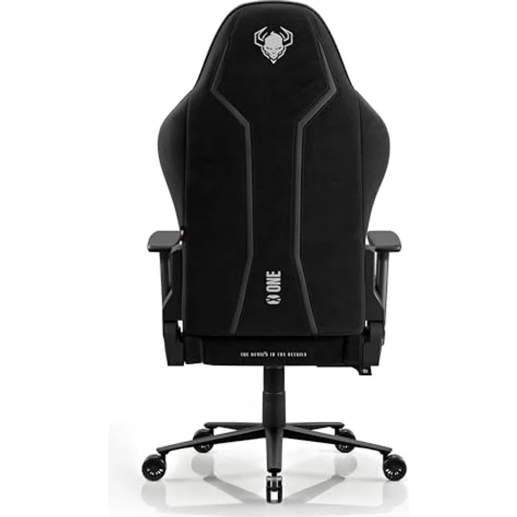 Diablo Gaming Stuhl ergonomisch groß bis 160 kg Stoff atmungsaktiv für große Menschen Drehstuhl mit Lendenstütze Memory Foam Kopfkissen 3D Armlehnen verstellbar bis 140 Grad Burned Black – Bild 4
