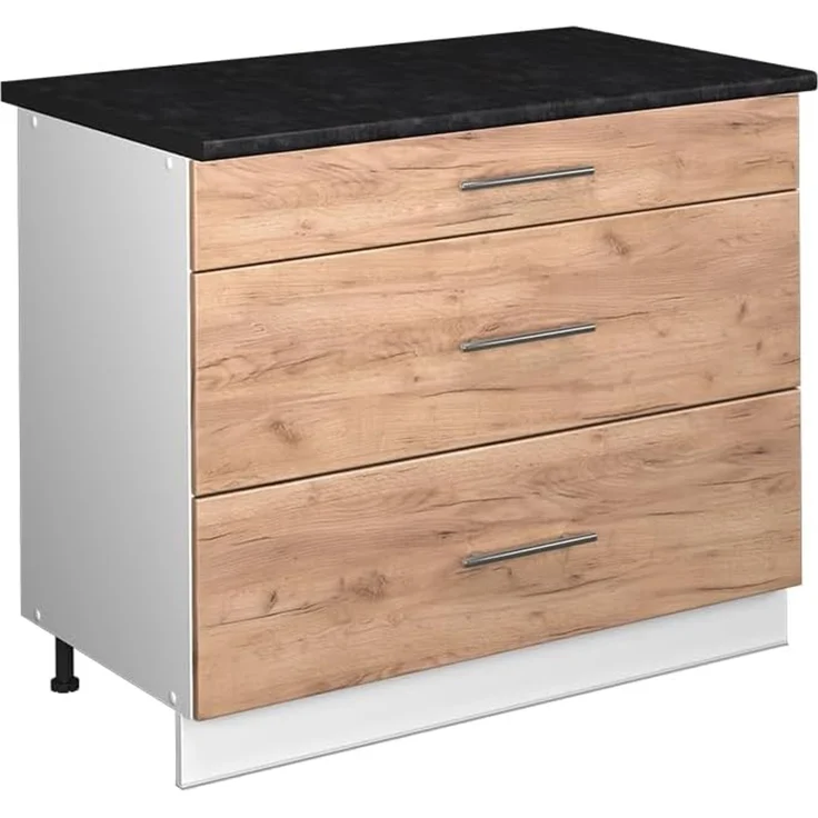 Küchenunterschrank Fame-Line Goldkraft Eiche/Weiß 100 cm, AP Anthrazit Vicco