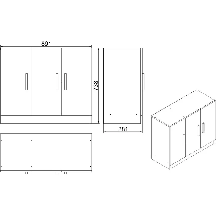 Skye Decor 'BEG5-OB' Mehrzweckschrank, Eiche / Schwarz, 89,1 x 73,8 x 38,1 cm – Bild 6