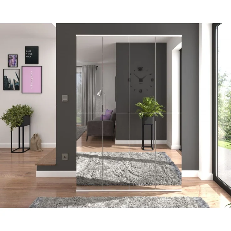 Stauraumschrank mit Spiegel SystemX in weiß 30 x 193 cm – Bild 4