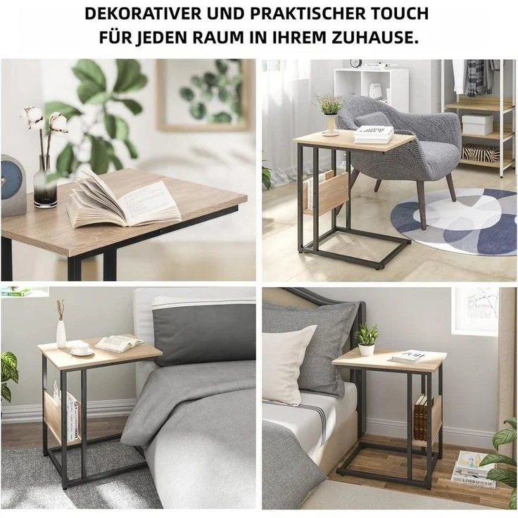 Woltu Beistelltisch (1-St), Kaffeetisch Couchtisch Sofatisch aus Metall MDF – Bild 3