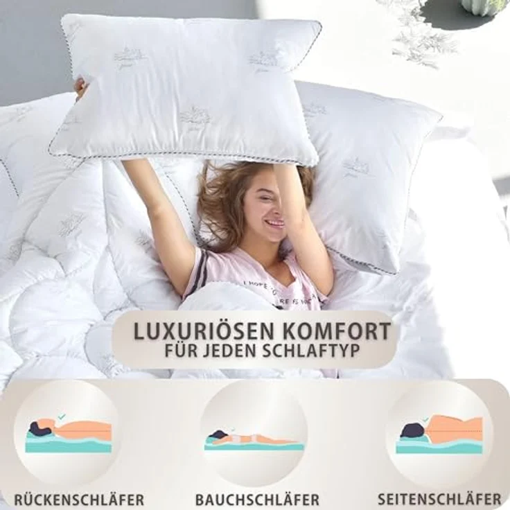 SEI Design Kopfkissen Kopfkissen Kissen Schlaftkissen 40x80 SWAN, Füllung: 100% Mikrofaser Polyester, Bezug: Mikrofaser, Rückenschläfer, Seitenschläfer, Bauchschläfer, Alternative zu Daunen – Bild 3