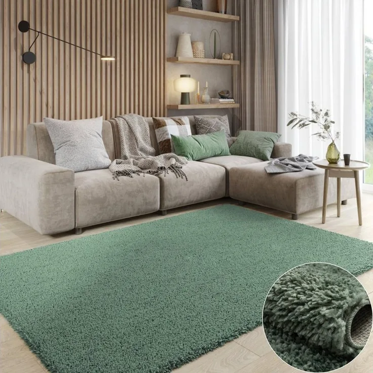 Wohnando Teppich MY-RUG Hochflorteppich Shaggy Star 90x60cm, rechteckig, Höhe: 38 mm, einfarbig, leicht glänzend, extra flauschig
