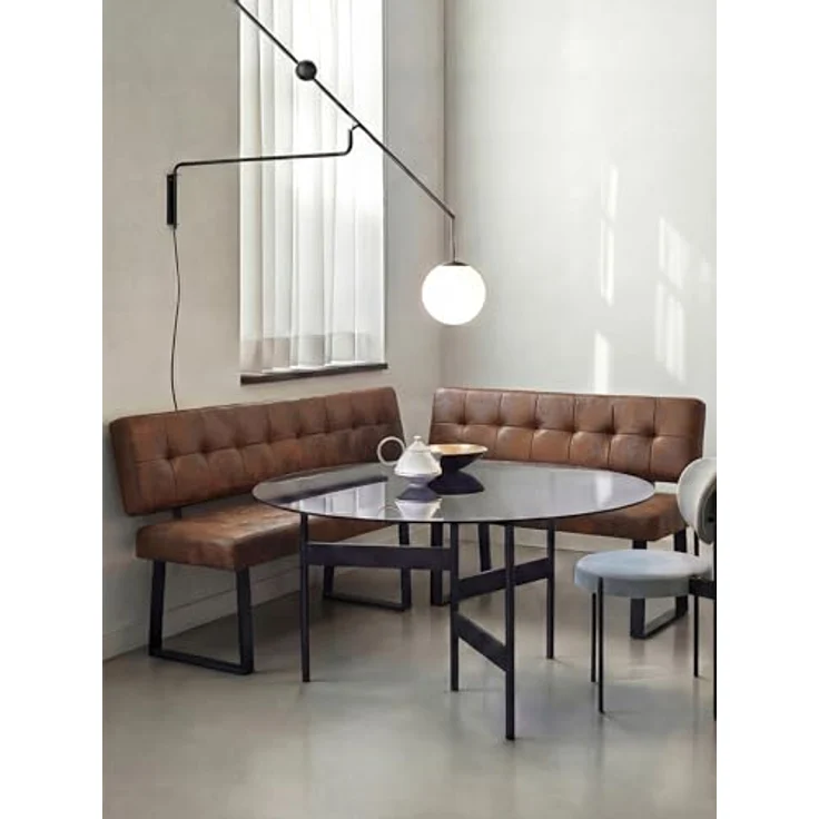 B&D home Sitzbank Sigfrid - Eckbank Esszimmer Mit Lehne, Sitzbank Flur, Pflegeleichter Bezug aus Kunstleder in Braun, Kaltschaum-Polsterung, Für Esszimmer, Küche & Flur, 140 cm – Bild 5