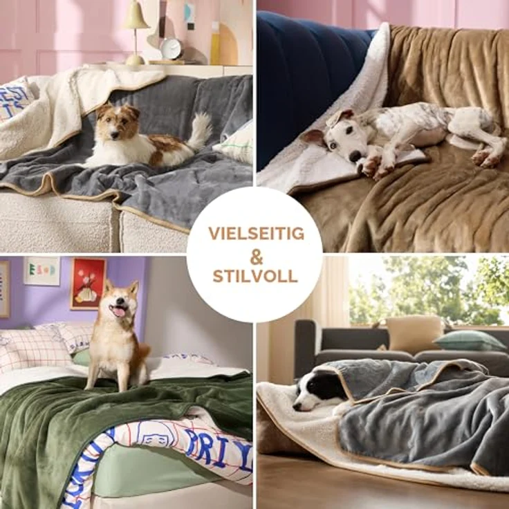 Lesure wasserdichte Hundedecke Grosse Hunde - 152x127 cm Outdoor Hundedecke waschbar, Hundedecke Sofaschutz aus Sherpa Fleece, Katzendecke flauschig und weich, cremefarben – Bild 8
