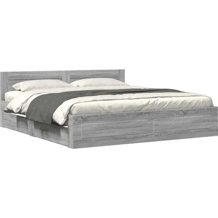 vidaXL Bettgestell mit Kopfteil Grau Sonoma 180x200 cm Holzwerkstoff 3295546 – Bild 2