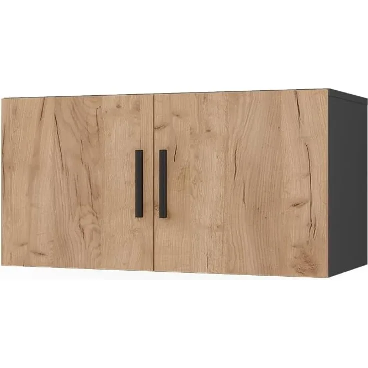 Aufsatzmodul Ingo Anthrazit/Goldkraft Eiche 80 x 40 cm mit 2 Türen Vicco