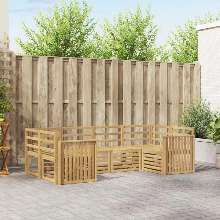vidaXL Outdoor-Sofagarnitur 6 stk. 6-Sitzer Weiß Massivholz Akazie 3392389 – Bild 1