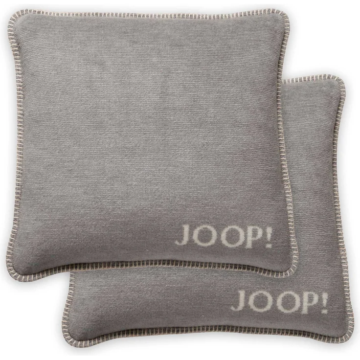 JOOP! Kissenhülle, 2er Pack - MDF Melange Doubleface, Logo Hellgrau 50x50cm – Bild 1