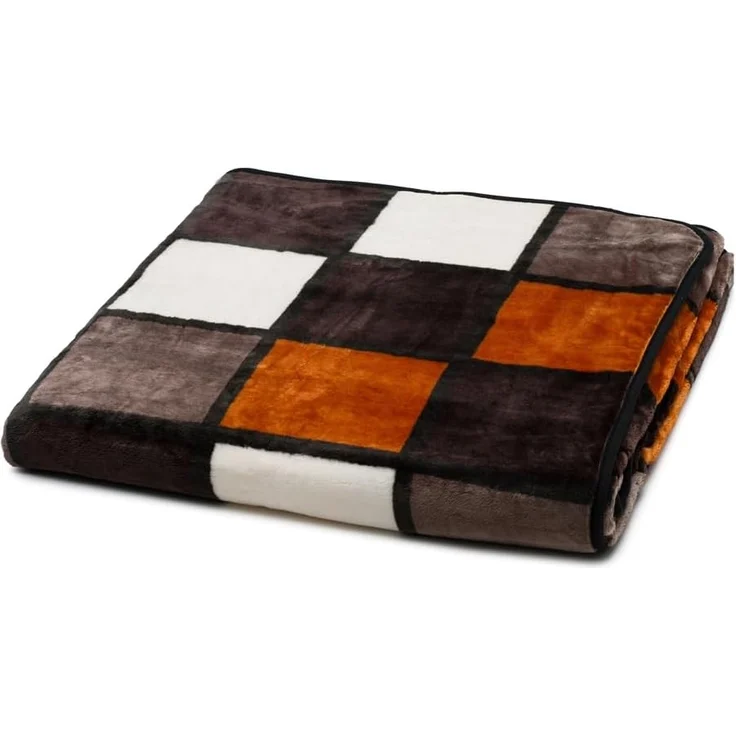 Gözze - Weiche Kuscheldecke, Cashmere Feeling, Hohes Stoffgewicht 500 g/m², Antigua, 150x200 cm - Zimt/Schwarz/Weiß – Bild 1