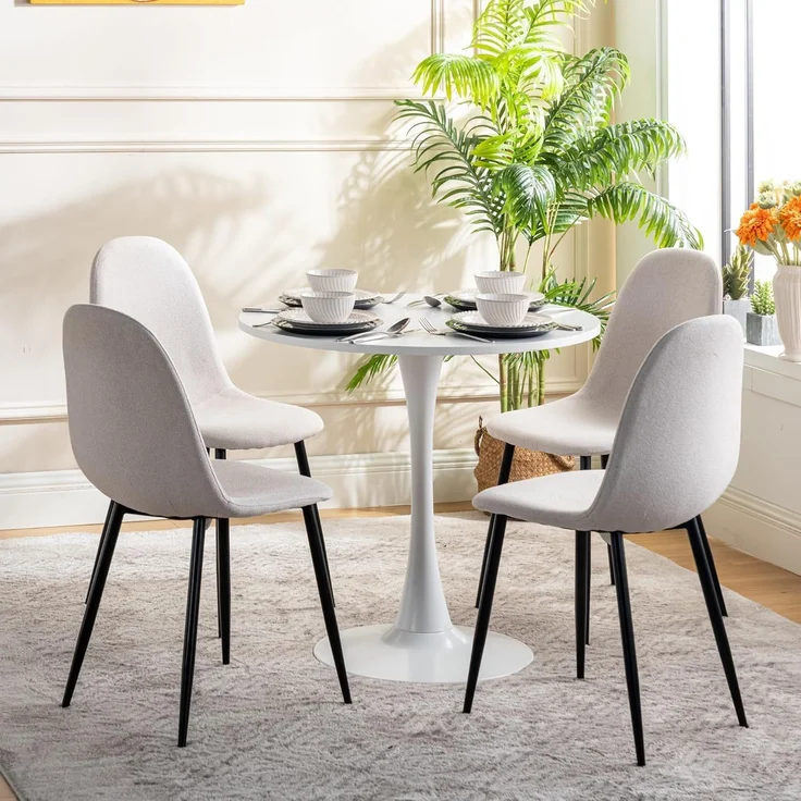 MEUBLE COSY Runder Esstisch Klein Tisch Küchentisch Esszimmertisch 2-4 Personen für Küche, Wohnzimmer, Büro, 80 x 80 x 73 cm, Weiß – Bild 7