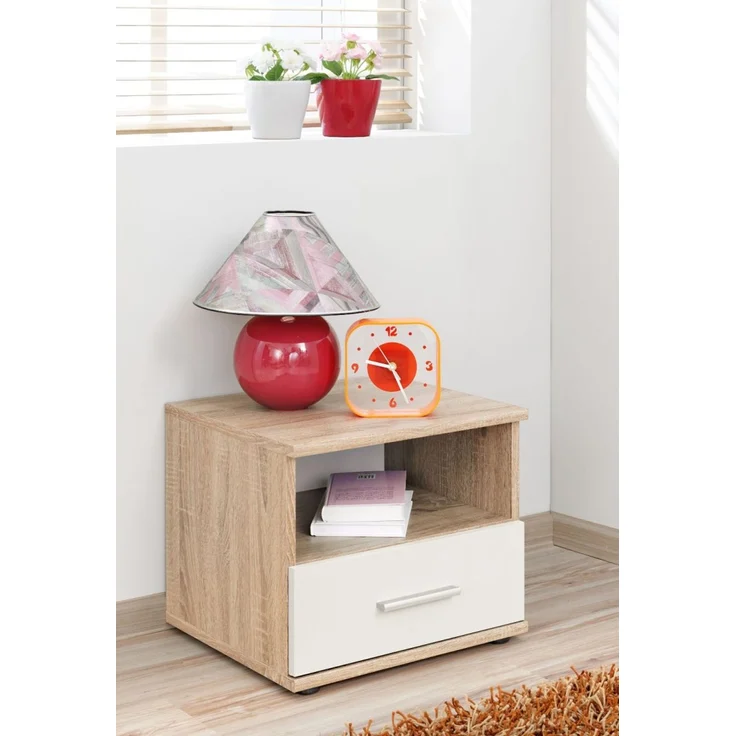 Nachttisch Superior in weiß und Eiche 45 x 38 cm – Bild 2